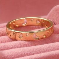 Vintage Style Half Moon Inlaid Zirconia Stackable Ring Set