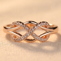 Copper Ring Zirconia Retro Golden Plated