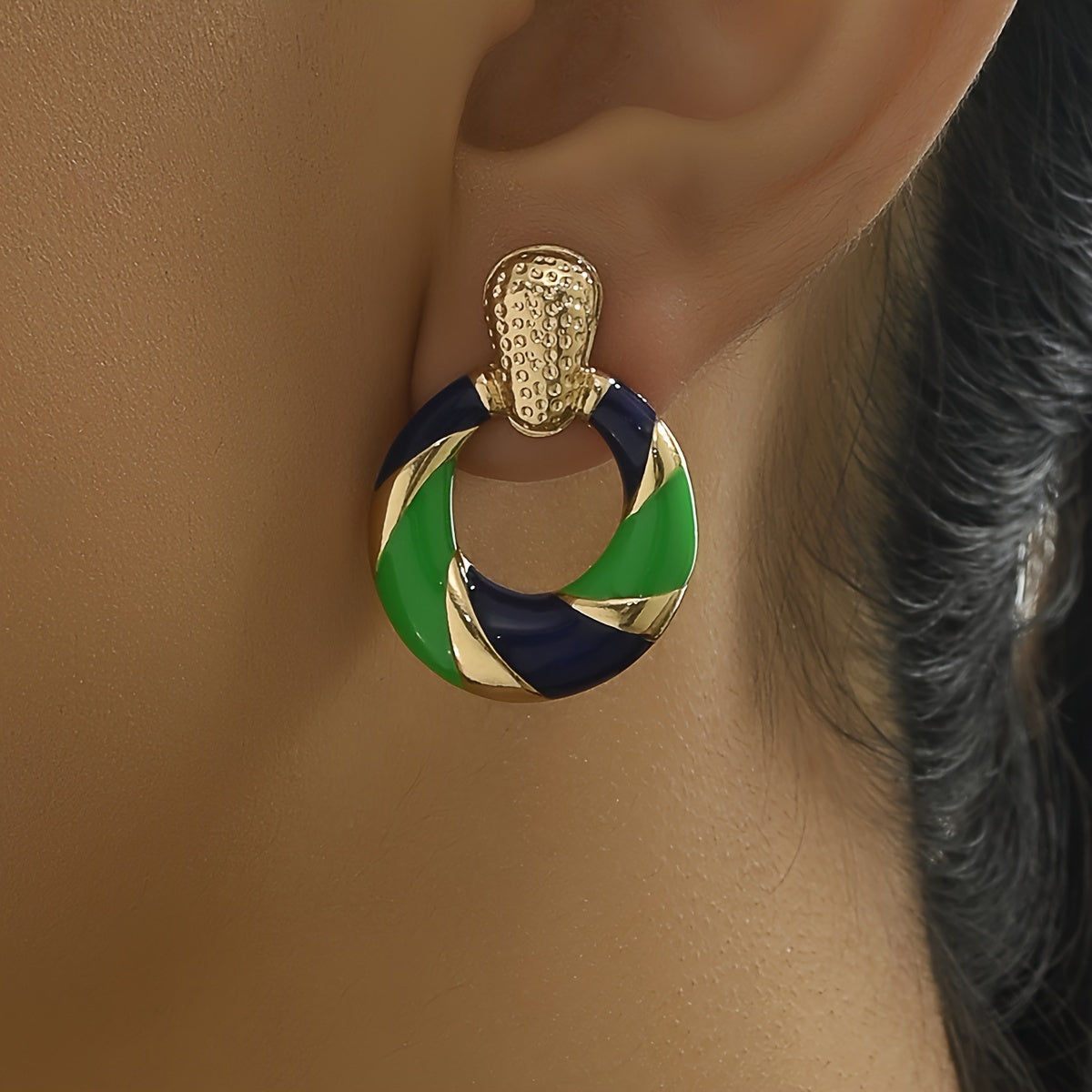 Color Block Enamel Spiral Statement Earrings