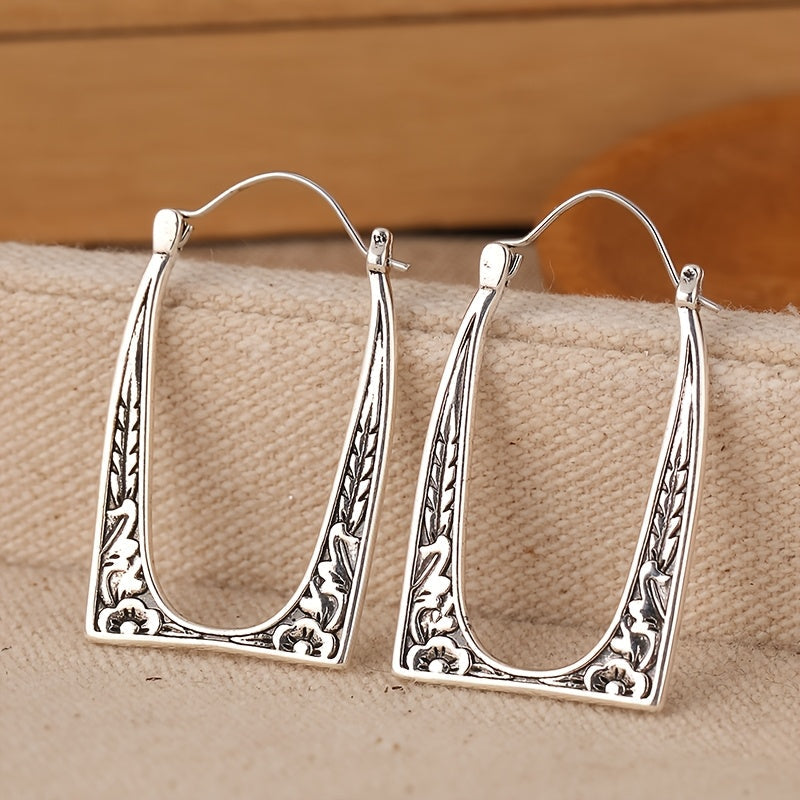 Vintage Boho Design&nbsp;U-Shape Floral Earrings