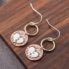 Rustic Textured Mixed Metal Circle Heart Dangle Earrings