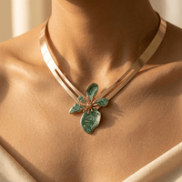 Floral Necklace Stud Earrings Jewelry Set