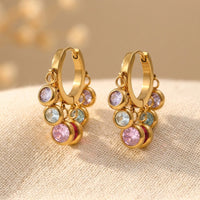 Colorful Cubic Zirconia Gold Hoop Earrings