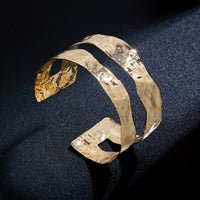 Vintage Stylish Hammered Wide Cuff Bangle Bracelet