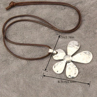 Minimalist Hammered Asymmetrical Flower Pendant Adjustable Necklace