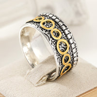 Retro Two-Tone Copper and Silver Multi-Circle Ring