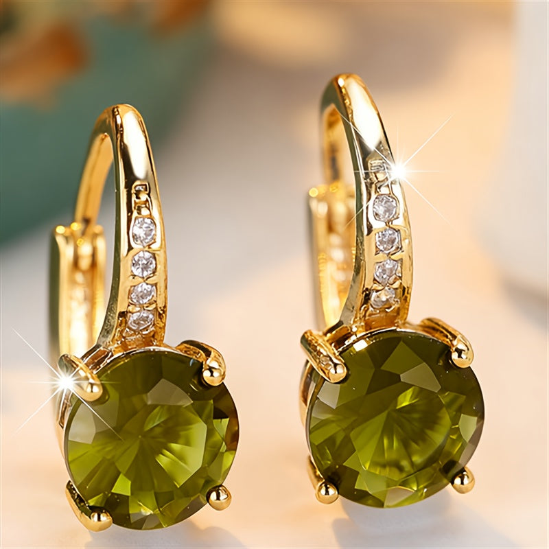 Vintage Bohemian Green Cubic Zirconia Golden Claw Earrings
