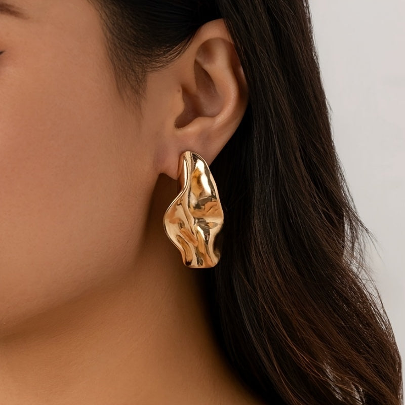 Bohemian Gold Plated Irregular Geometric Stud Earrings