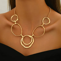 Elegant Modern Linked Gold Geometric Necklace