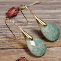Elegant Natural Stone Amazonite Teardrop Earrings