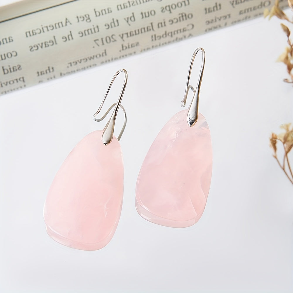 Bohemian Natural Stone Rose Quartz Drop Earrings