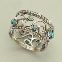 Vintage Bohemian Hollowed Out Design Wide Band Ring