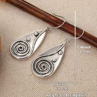 Vintage Spiral Teardrop Primitive Sun Silver Plated Earrings
