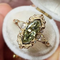 Elegant Green Cubic Zirconia Copper Engagement Ring