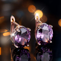 Elegant Boho Style Purple Cubic Zirconia Drop Earrings