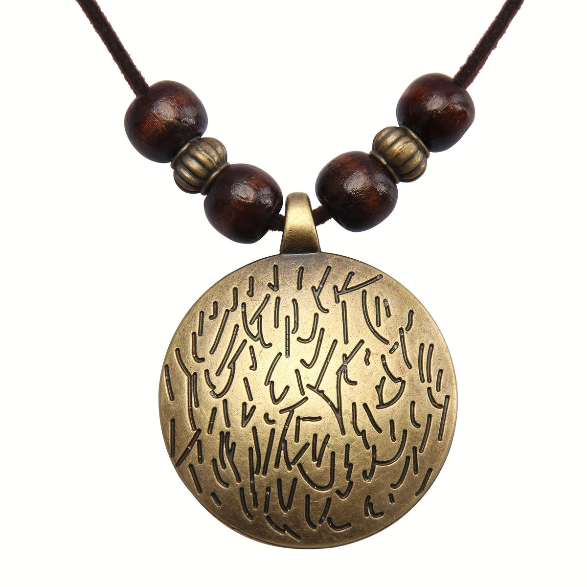 Vintage Twelve Constellations Wooden Beaded Pendant Necklace
