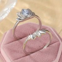 Vintage Retro Style Teardrop Zirconia Lotus Flower Ring