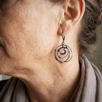 Sculptural Spiral Sterling Silver Drop Earrings