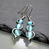 Moonstone Silver Plated Spiral Drop Earrings