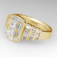 Elegant Silver Plated Bridal Style Square Zirconia Ring