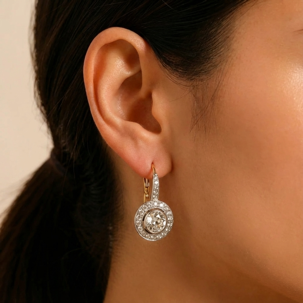 Vintage Gold & Silver Crystal Earrings