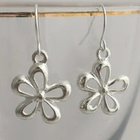Vintage Funky Silvery Flower Pendant Earrings