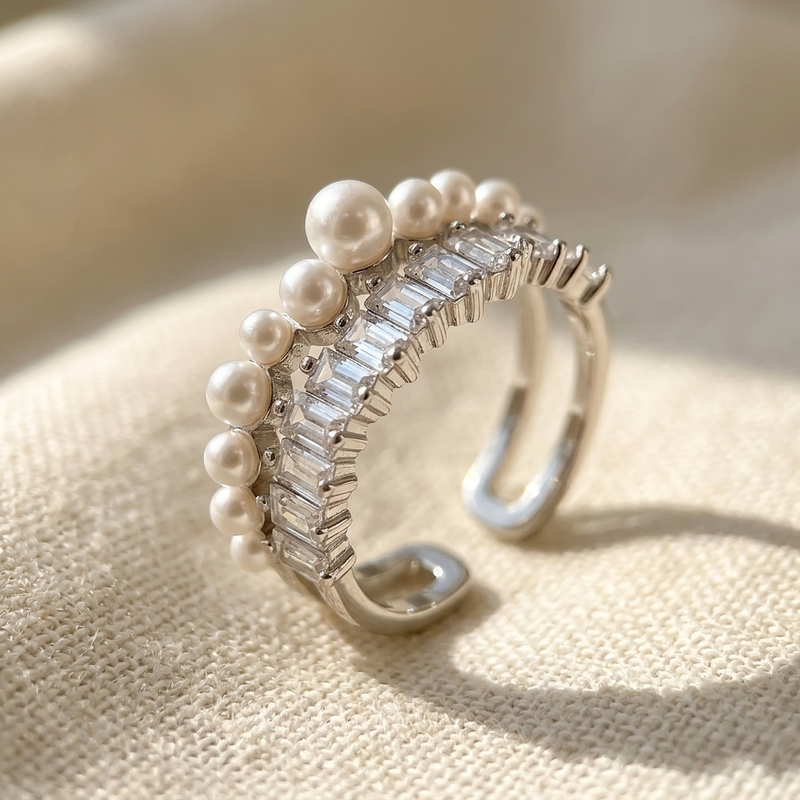 Artisan Pearl Cubic Zirconia Open Ring