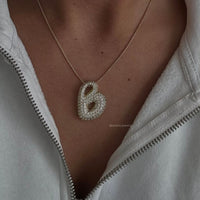 Pavé Diamond Bubble Initial Necklace