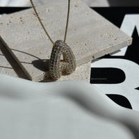 Pavé Diamond Bubble Initial Necklace