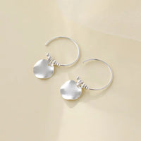 Minimalist Vintage Hammered Silver Disc Hoop Earrings