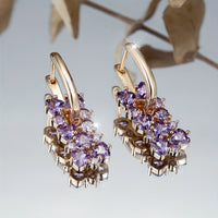 Elegant Purple Zirconia Gold Plated Dangle Earrings