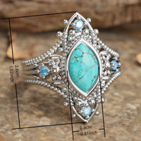 Bohemian Retro Style Blue Crystal Inlaid Turquoise Ring