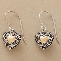 Vintage Heart-Shaped Filigree Drop Earrings