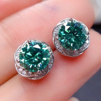 Elegant Sparkling Inlay Green Zirconia Flower Stud Earrings