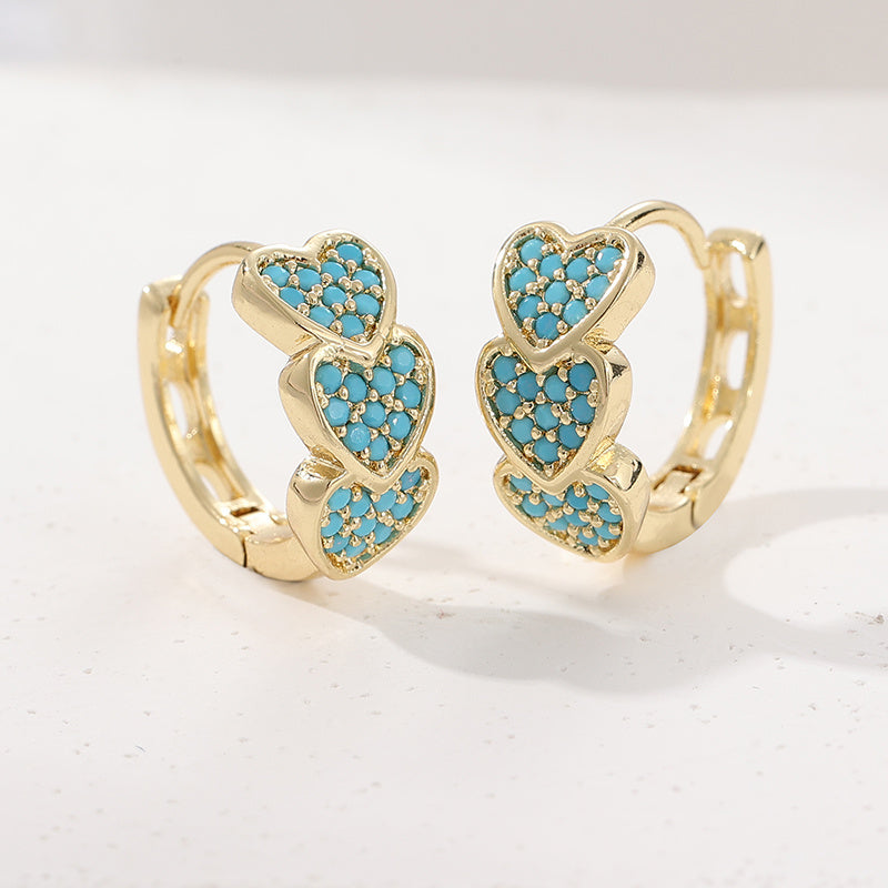 Elegant Turquoise Heart Shaped Design Hoop Earrings