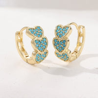 Elegant Turquoise Heart Shaped Design Hoop Earrings