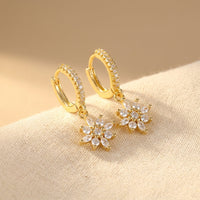 Starry Cubic Zirconia Gold Dangle Earrings