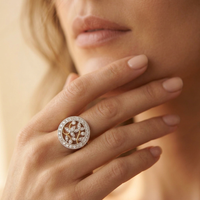 Two Tone Floral Cluster Zirconia Ring