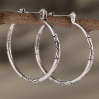 Vintage Artisan Floral Hoop Earrings