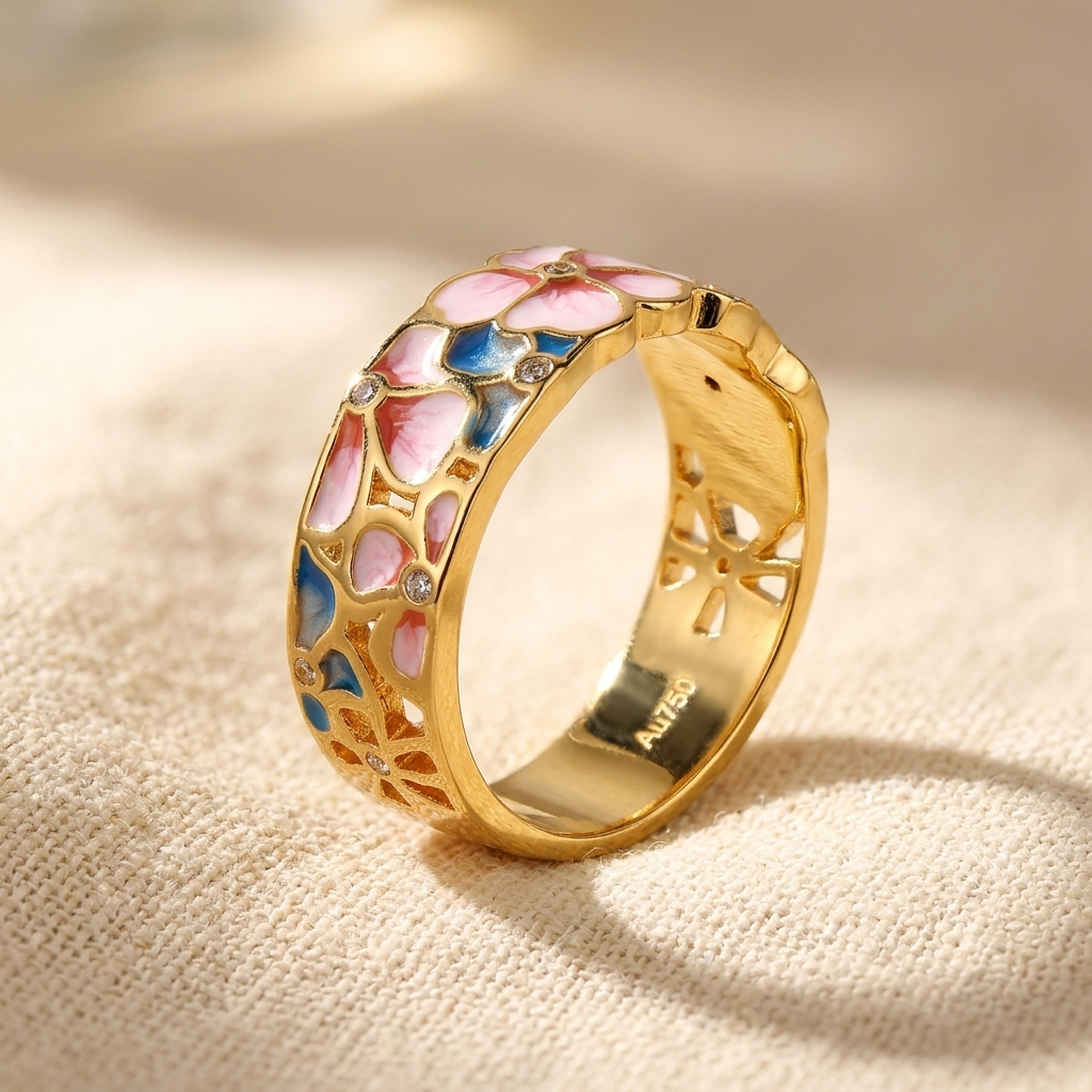 Elegant Enamel Engagement Ring For Women