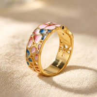 Elegant Enamel Engagement Ring For Women