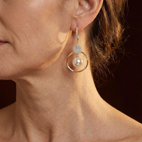 Luxury Earrings with Cultured Pearls and Zircons