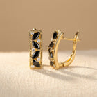 Marquise Black Cubic Zirconia Gold Hoop Earrings