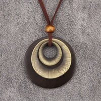 Vintage Style Layered Zinc Alloy Disc Long Pendant Necklace