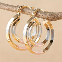 Stylish Hollow Round Shaped Gold Plated Earrings