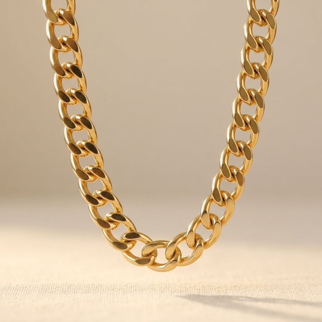 Golden Geometric Chain Necklace