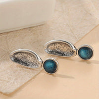 Vintage Style Silver Plated Oval Drop Earrings