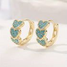 Elegant Turquoise Heart Shaped Design Hoop Earrings