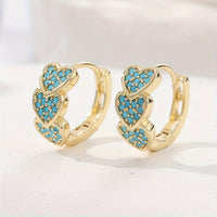 Elegant Turquoise Heart Shaped Design Hoop Earrings