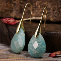 Elegant Natural Stone Amazonite Teardrop Earrings